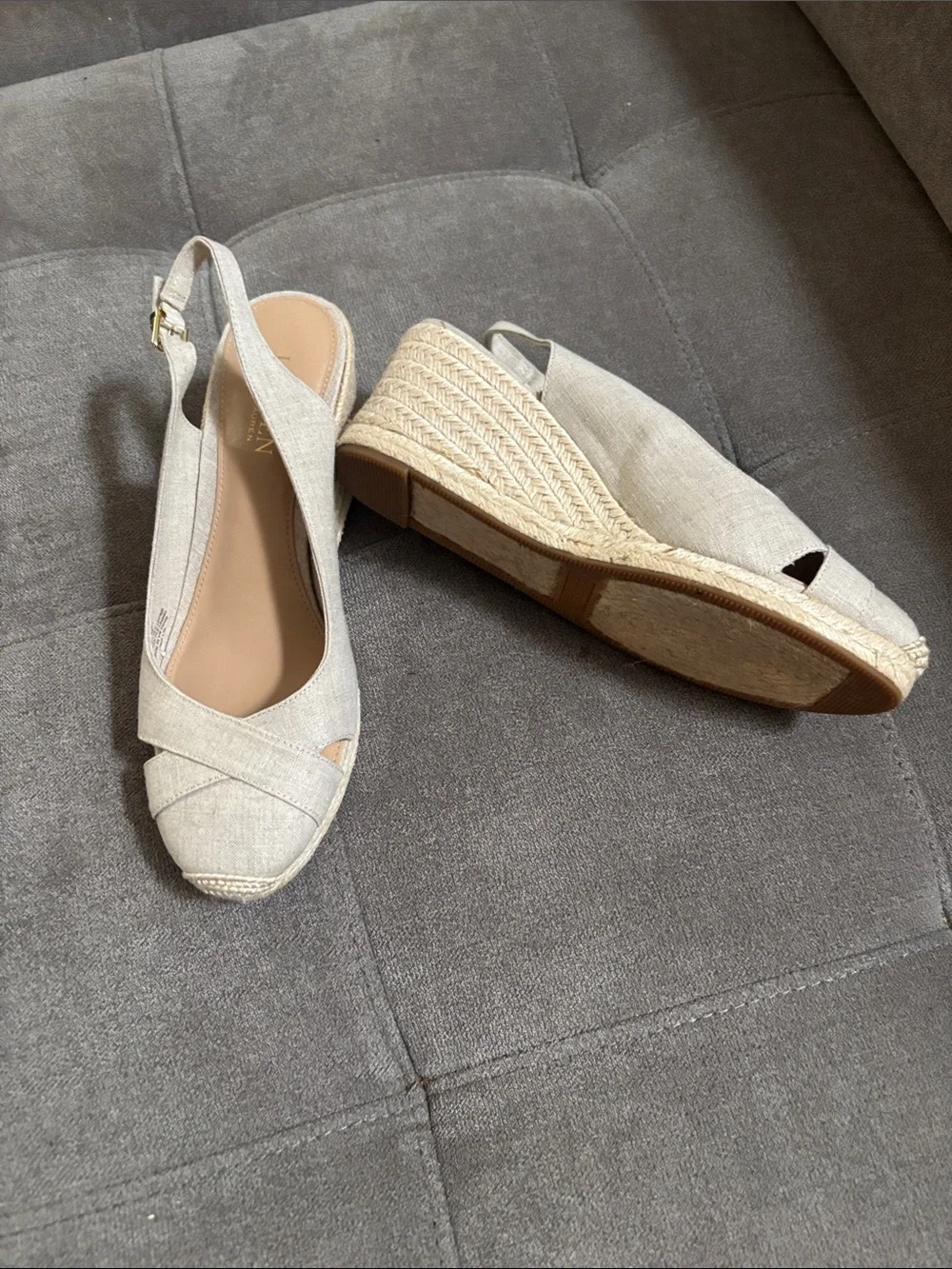 Lauren Ralph Lauren Natural Linen Cross-Front Slingback Espadrilles